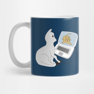 Cat and computer Mug